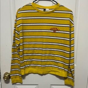 Divided Mustard and Black Striped Top